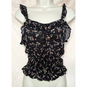 NWOT Size Small Paper Crane Black Floral Top. C12386BT